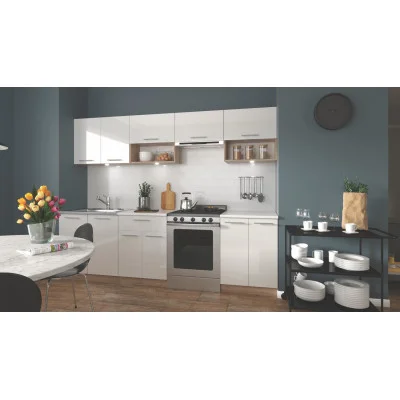 VIOLA 260 KITCHEN SET BODY: SONOMA OAK, FRONTS: WHITE GLOSS